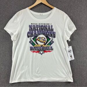 47 Brand LSU Tigers National Champions NCAA Baseball Tee Women’s Size XL NWT